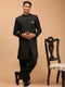 Vastramay Men's Black Sherwani Set